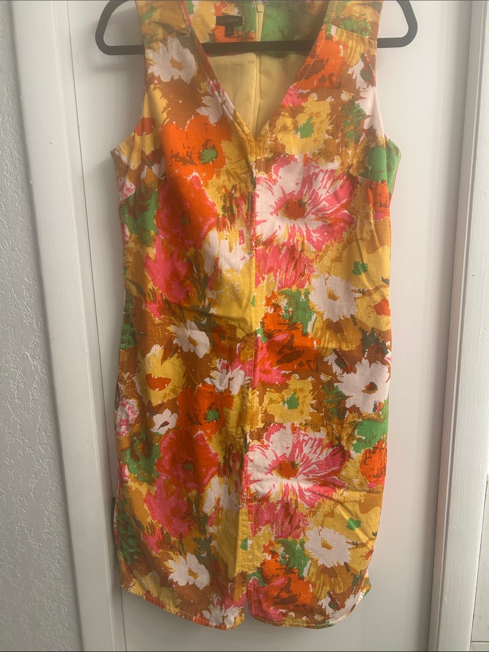 Talbots Floral Midi Dress in Yellow, Pink, Green, Orange